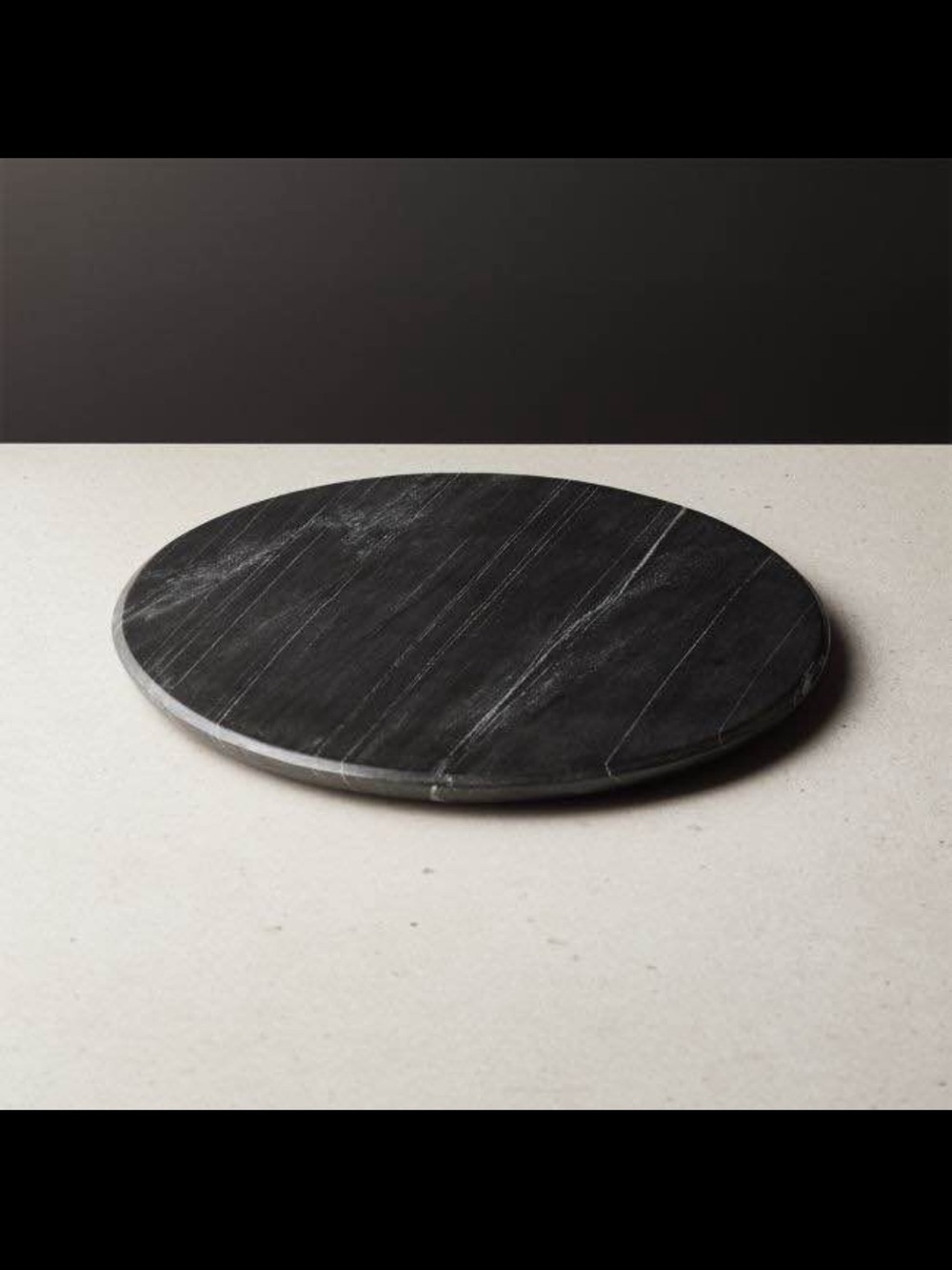 Small Black Marble Round Server by cb2